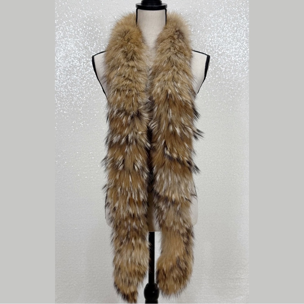 “Christian Dior Genuine Fur Stole Scarf Wrap • Tan/ black Fox Fur Scarf Boa - Picture 12 of 16